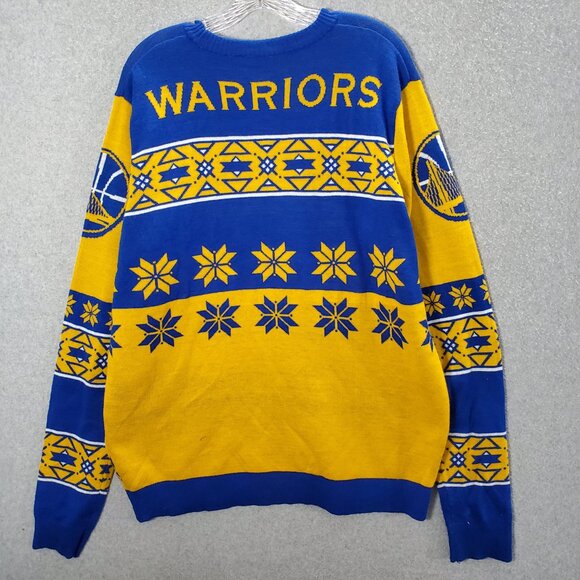 Golden State Warriors‎ Men Ugly Sweater XL Yellow Knit Long Sleeve Crew Neck - Picture 5 of 8